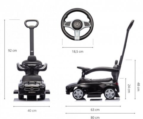Pojazd z rączką MERCEDES C-Class czarny