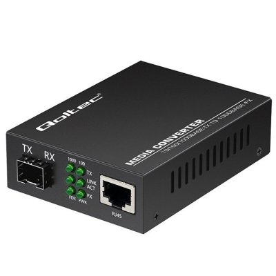 Qoltec Dwukierunkowy Media Konwerter SWITCH Ethernet 1x RJ45 1x SFP |   1000Mb/s | 5V