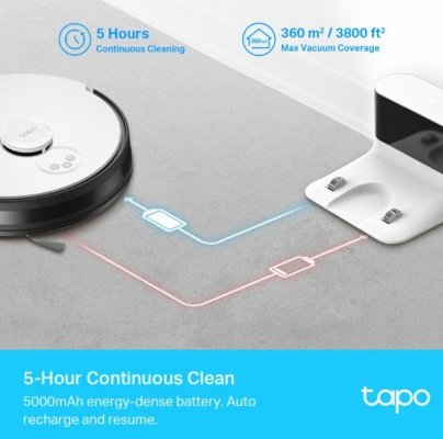 TP-LINK Robot odkurzający i mopujący z czujnikiem LiDAR  SPEC: LiDAR + Gyro Navigation, Vacuum & Mop 2-in-1, 4200Pa, 5000mAh Bat