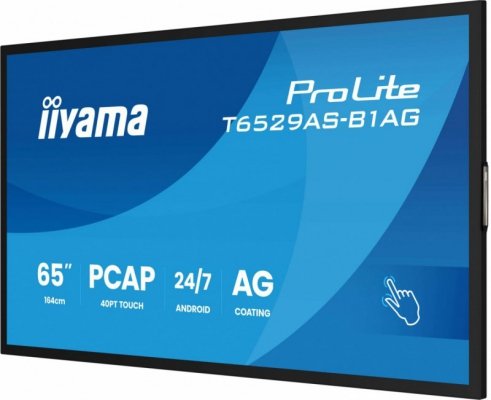 IIYAMA Monitor 65 cali T6529AS-B1AG VA,4K,HDMIx2,USB-C,RJ45,2x10W,WiFi,     Android 14, Signal FailOver, Whiteboard, iiSignage2 