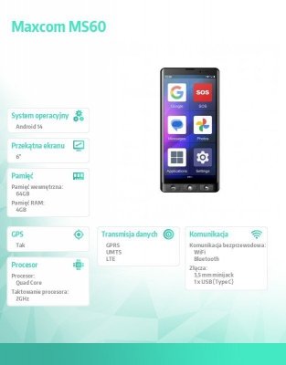 Maxcom Smartfon dla seniora MS601 4G