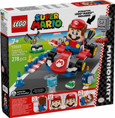 LEGO Klocki Super Mario 72043 Mario Kart - Interaktywna figurka LEGO Mario i Standard Kart