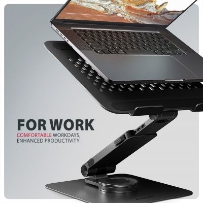STND-LRB Podstawa do laptopów aluminiowa 10-17,3 cala regulowana wysokość, obrotowa o 360 stopni, Czarna