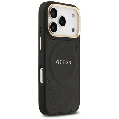 GUESS futerał do IPHONE 17 Pro kompatybilny z MagSafe GUHMP17LPSAMSECK (PU W/ Peony Hot Stamp) czarny