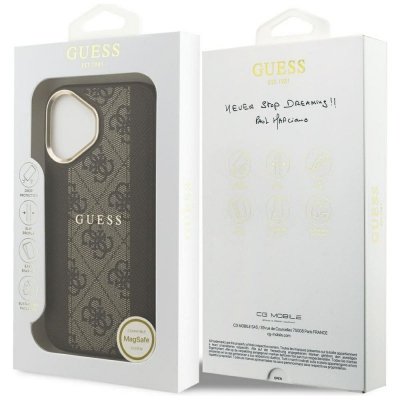 GUESS futerał do IPHONE 17 kompatybilny z MagSafe GUHMP17SPG4SEMCW (PU W/ 4G Stripe) brązowy