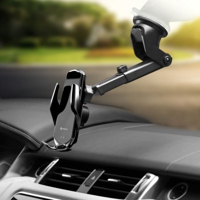 Uchwyt na telefon do samochodu indukcyjny automatyczny Forcell F-Grip HS1 Qi 15W do szyby / kratki czarny