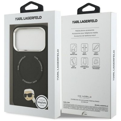 KARL LAGERFELD futerał do IPHONE 17 Pro kompatybilny z MagSafe KLHMP17LPSMLRKLK (PU Karl Pin) czarny