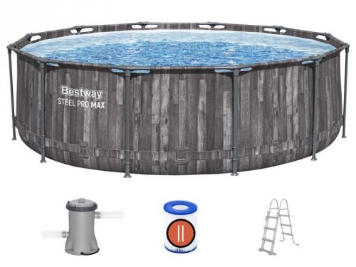 Bestway Basen stelażowy 366x100cm 8w1 drewno 5614X