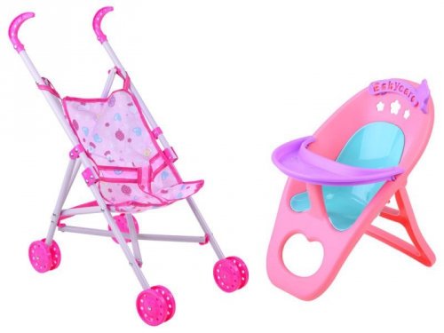 Duży zestaw lalka interaktywna wózek krzesełko łóżeczko akcesoria ZA4286