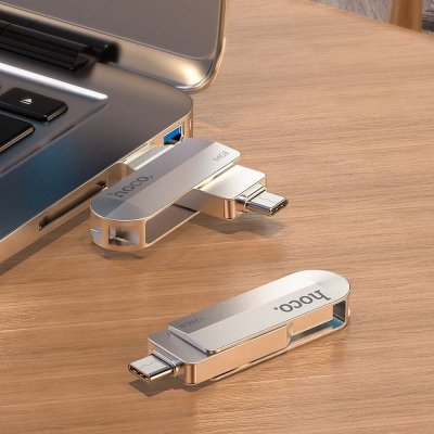 Pendrive 128GB USB 3.0 (USB A + USB C) Hoco UD10 srebrny