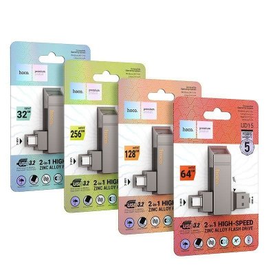 Pendrive 128GB USB 3.2 (USB A + USB C) Hoco UD15 szary