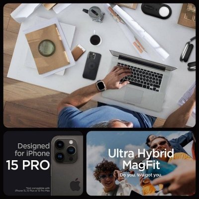 SPIGEN futerał ULTRA HYBRID MAG kompatybilny z MagSafe do IPHONE 16 Pro frost black