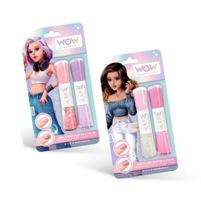 Lakier do paznokci WOW kolorowy i brokatowy MIX