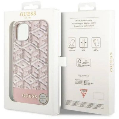 GUESS futerał do IPHONE 14 kompatybilny z MagSafe GUHMP14SHGCFSEP (GCUBE Stripes) różowy