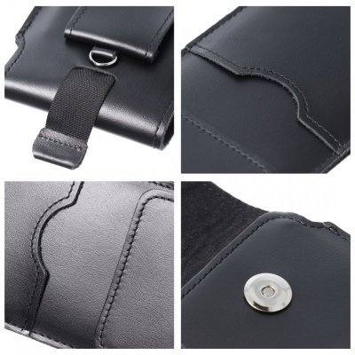 Skórzany futerał uniwersalny / wsuwka z klapką - ROYAL / czarny - Rozmiar 2XL+wide - SAMSUNG A12 / NOTE 9 / XIAOMI REDMI NOTE 10