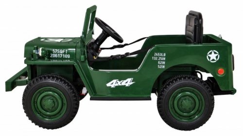 Autko Wojskowe Retro dla dzieci Zielony + Napęd 4x4 + Pilot + 2 Bagażniki