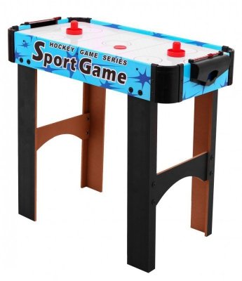Cymbergaj dla dzieci Air Hockey Niebieski + Stół z płyty MDF + Dmuchawy powietrzne + Grzybki Krążki