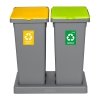 Kosz FLAP BIN 53L szary / pokrywa zielona / szkło 
