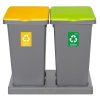 Kosz FLAP BIN 75L szary / pokrywa zielona / szkło 