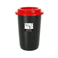 Kosz do segregacji ECO BIN 50L pokrywa czerwona ZUŻYTE ŚRODKI OCHRONY