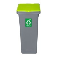 Kosz FLAP BIN 53L szary / pokrywa zielona / szkło 