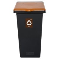 Kosz FLAP BIN 75L czarny / pokrywa brązowa / bio