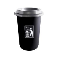 Kosz na śmieci ECO BIN 50L czarny pokrywa srebrna NEUTRAL