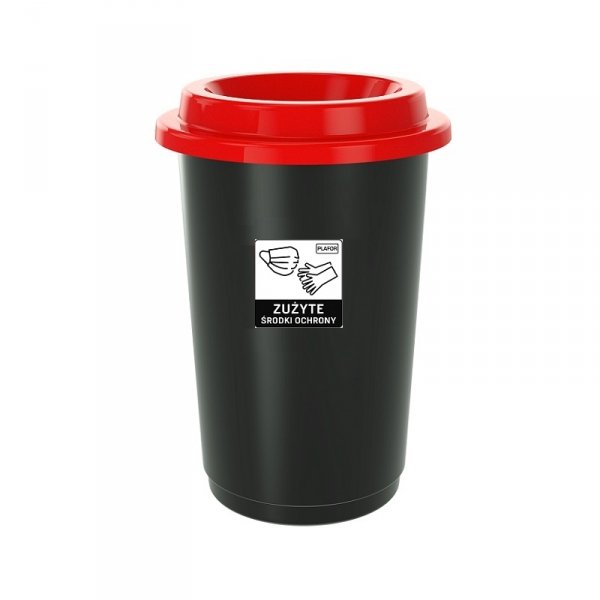 650-04  Kosz do segregacji ECO BIN 50L pokrywa czerwona ZUŻYTE ŚRODKI OCHRONY