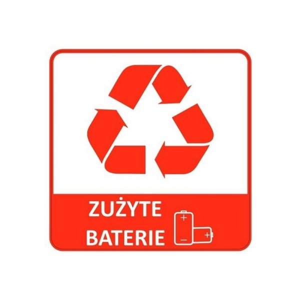 ETY2-13 - Etykieta 14x14cm NEW ZUŻYTE BATERIE czerwona B15