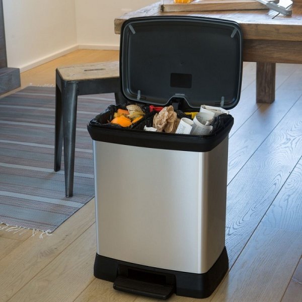 Kosz na śmieci Deco Bin DUO 10L+18L srebrny