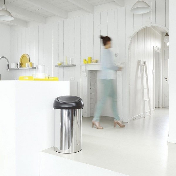 Kosz TOUCH BIN 60L Brilliant Steel / Matt Black