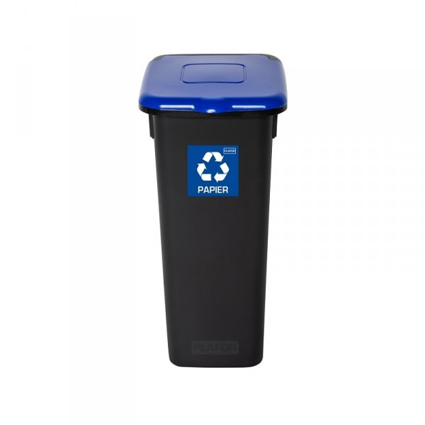 Kosz FLAP BIN 20L czarny / pokrywa niebieska / papier