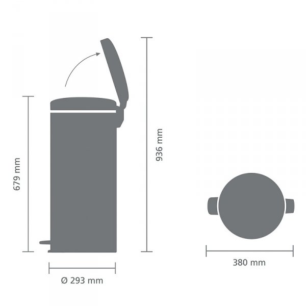 Kosz pedałowy NEWICON 30L Mineral Concrete Grey