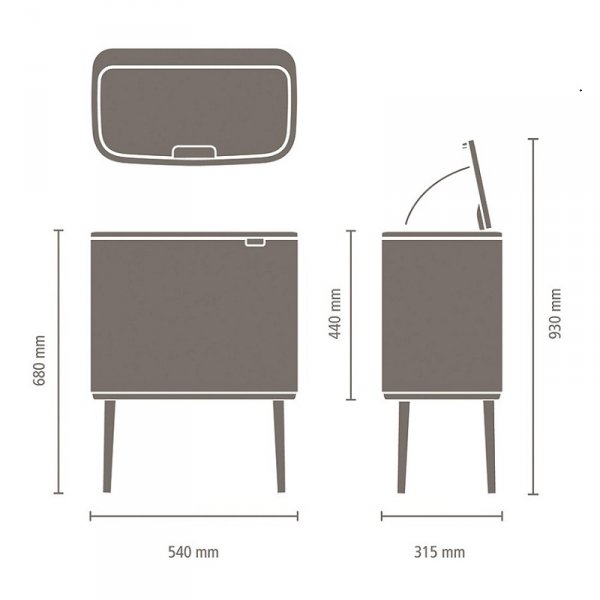 Kosz TOUCH BIN BO 11+23L Matt Steel FPP
