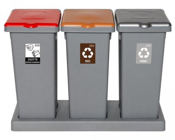 Kosz FLAP BIN 53L szary / pokrywa srebrna / zmieszane 