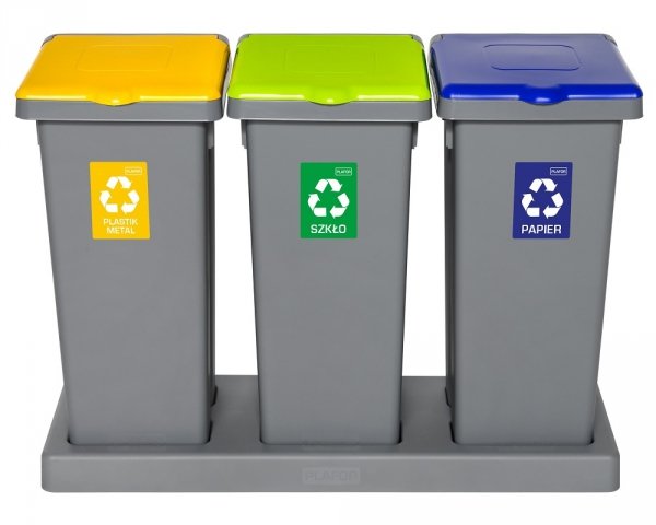 Kosz FLAP BIN 53L szary / pokrywa niebieska / papier 
