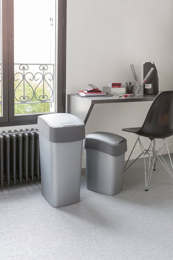 Kosz na śmieci Flip Bin 45L srebrny/grafit
