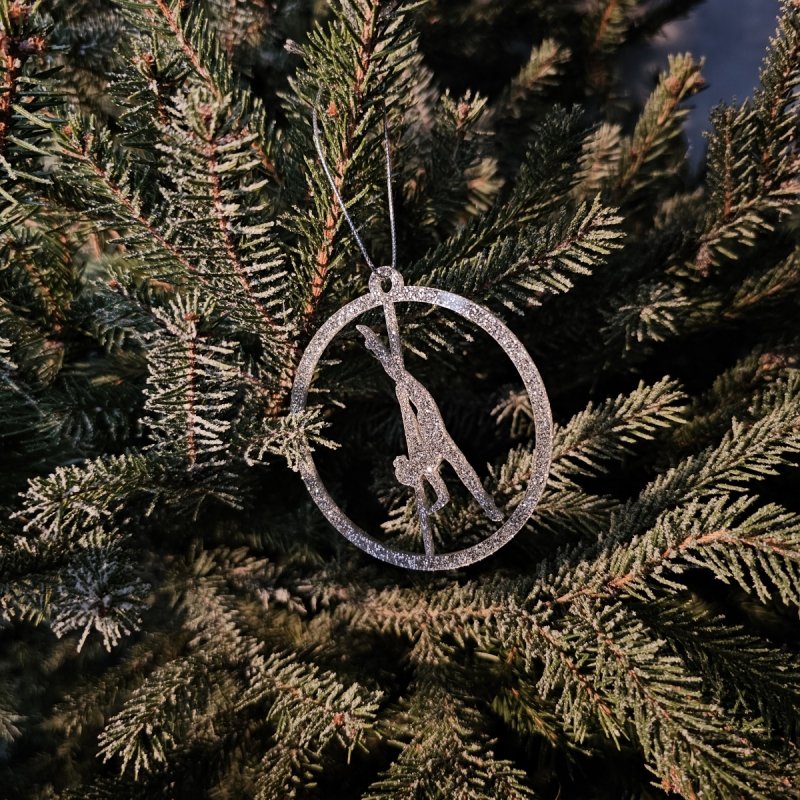 Elegant Silver Glitter Pole Dance Ornament Pose 4. A perfect centerpiece decoration