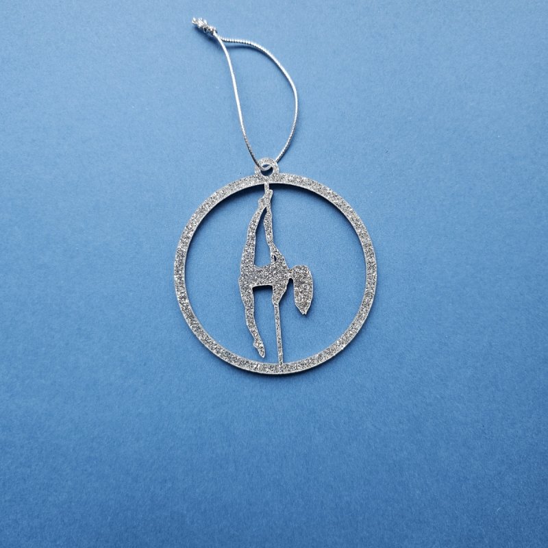 Unique Silver Glitter Pole Dance Christmas Ornament Pose 2. 8 cm Poledance Gift Idea