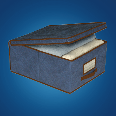 BLUE niebieski organizer do szafy z pokrywą oraz oknem 48x36x19cm