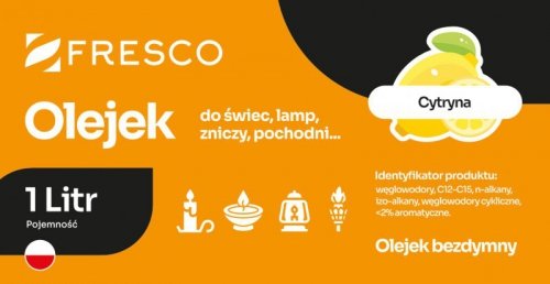 Paliwo olej do lamp, pochodni i świec 1,0L CYTRYNOWY