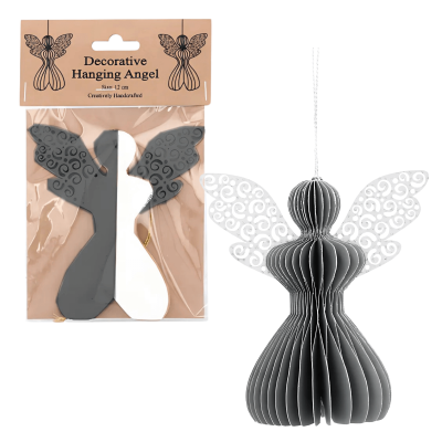 Aniołek papierowy składany 12cm – stylowa szarość