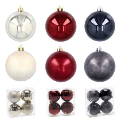 Ekskluzywna Bombka Choinkowa od Kamai Christmas Decoration® - Kolor Antracyt, Komplet 4 Sztuk