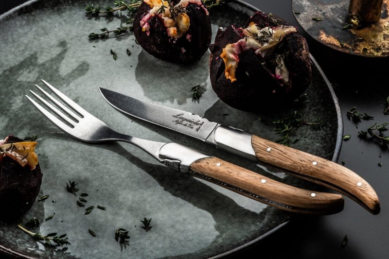 Noże Laguiole do steków Luxury Line  drewno dębowe Stonewash 6 szt.