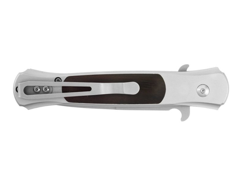 Nóż Ganzo G707 - Nóż składany automatyczny z blokadą button lock, stal 440C, ergonomiczna rękojeść z aluminium i drewna, do EDC i survivalu - 8,5 cm - Ganzo