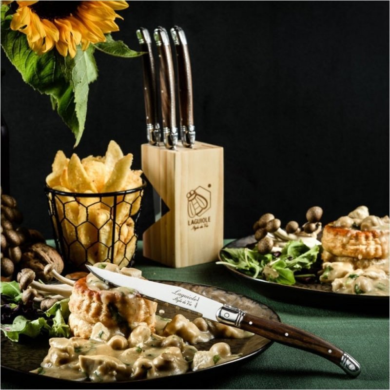 Nóż Laguiole do steków z stali nierdzewnej 6 sztuk w bloku drewnianym #3