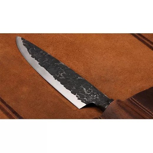 Forged Brązowe Skórzane Etui na Noże - Torba z Ręcznie Kutej Skóry