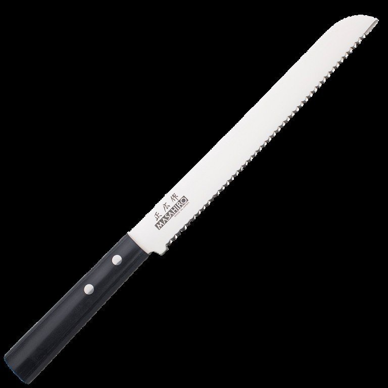 Nóż Masahiro Sankei Bread 21 cm ząbkowany czarny MBS-26