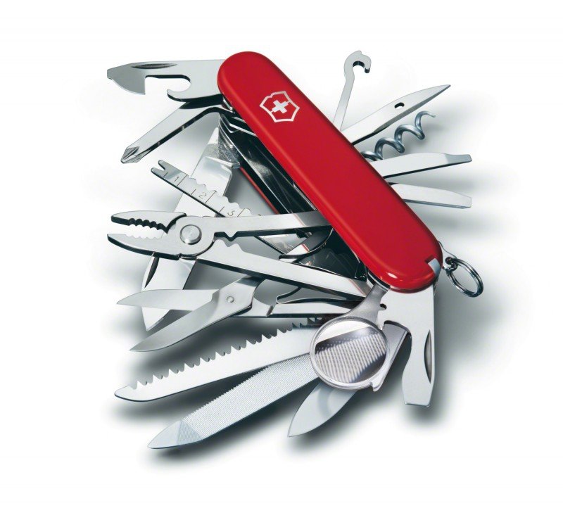 Scyzoryk Szwajcarski Victorinox Survival - Do survivalu, 33 funkcje, lekki, ergonomiczny, z korkociągiem i nożyczkami - 91 mm - Czerwony