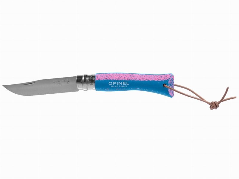 Nóż Opinel Colorama 07 inox grab niebieski z rzemieniem